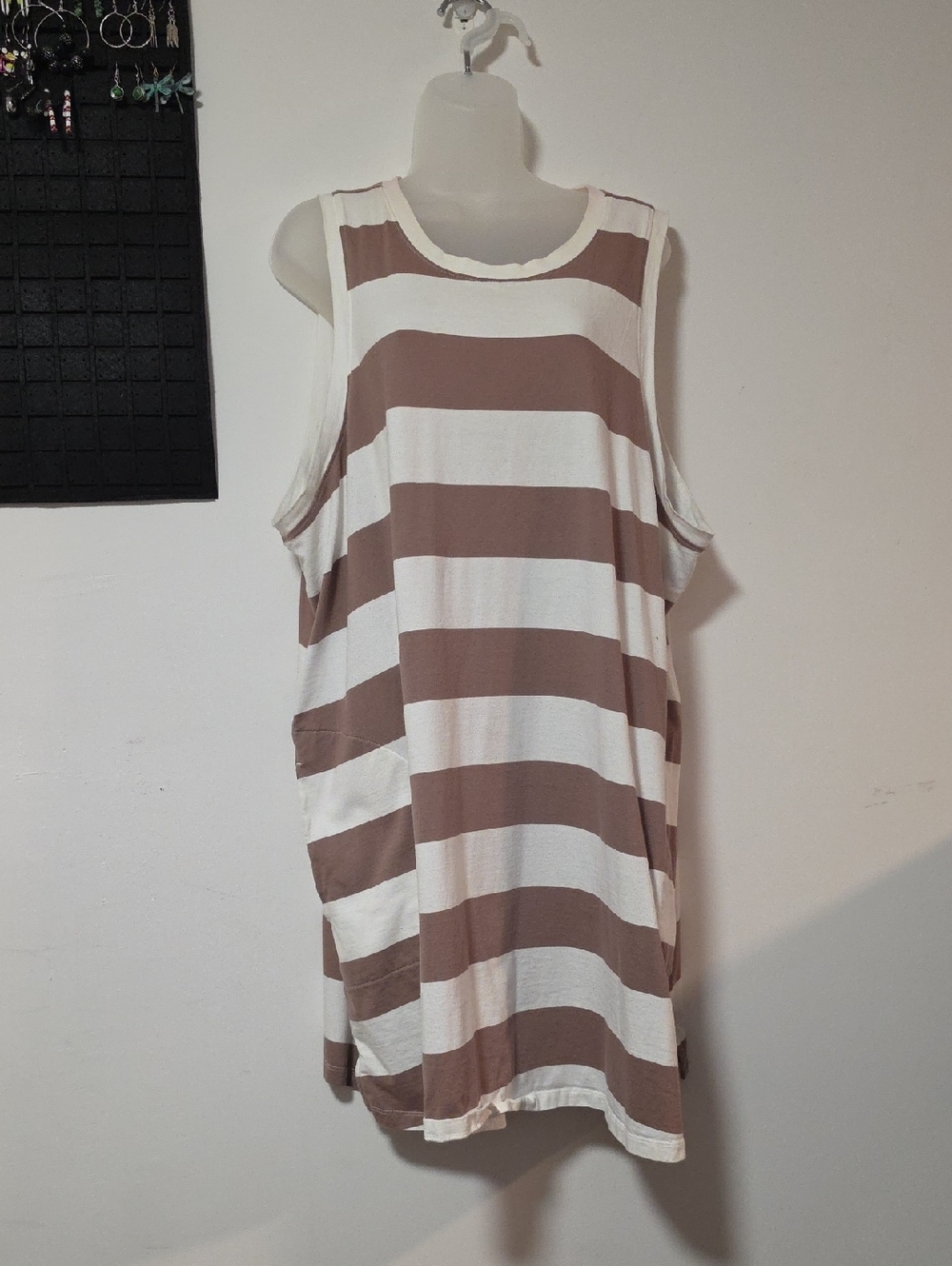 Old Navy Striped Sleeveless Dress in Cream and Brown